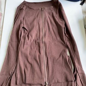 Chocolate Brown Zip up set with skirt